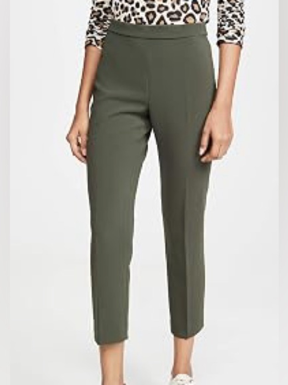 Theory Cascade Top with Pull On Treeca Pant in Green Slate Classic Crepe size
